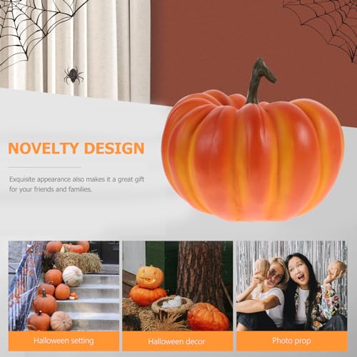 Resin Fake Pumpkin Halloween Fall Decor - 13.5x17.2cm Orange Pumpkin for Indoor Outdoor Use
