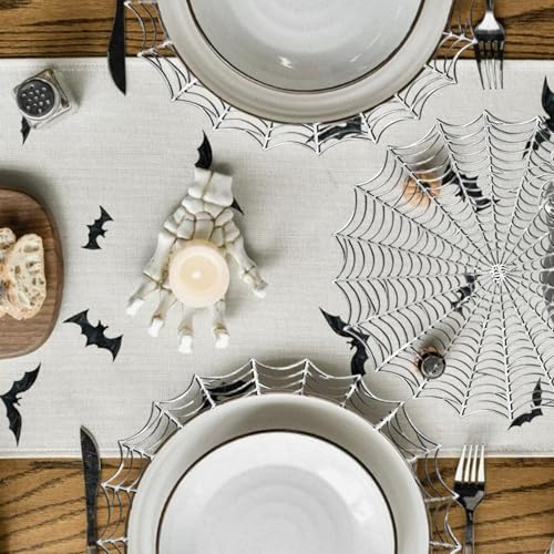 Halloween Spider Web Placemat Set of 2 - Silver Non-Slip Heat Insulation PVC Table Mats