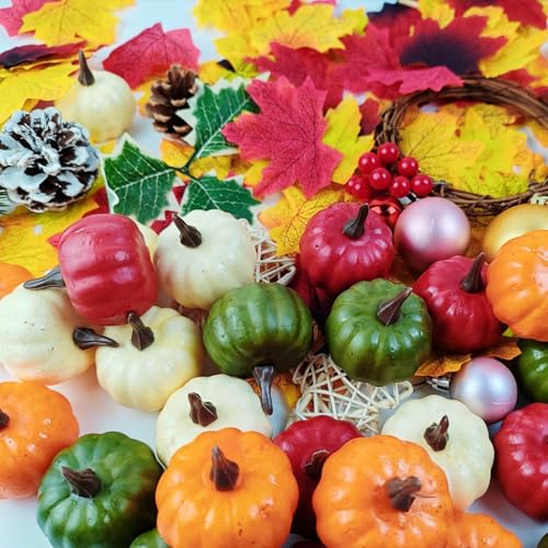 Mini Artificial Pumpkins for Fall Decor - 20PCS Autumn Harvest Decor, Halloween & Thanksgiving Table Centerpieces