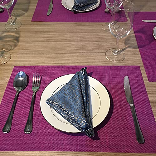 Purple Vinyl & Woven Plastic Placemats Set of 4 - Durable & Easy to Clean