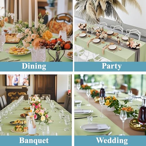 VidaFete 6 Pack Sage Green Rectangle Tablecloth 90x132 Inches for 6ft Tables - Variation: Sagegreen / 132"x90"