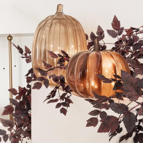 9Ft Purple Fall Garland for Mantle Indoor & Outdoor Decor - Realistic Leaves