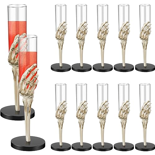 Champagne Plastic Skeleton Hand Flutes - 12 Pack, 2.7 Oz Halloween Party Cups