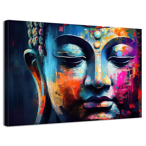 Large Buddha Wall Art Canvas Poster - Zen Meditation Room Decor 48x32 Inches