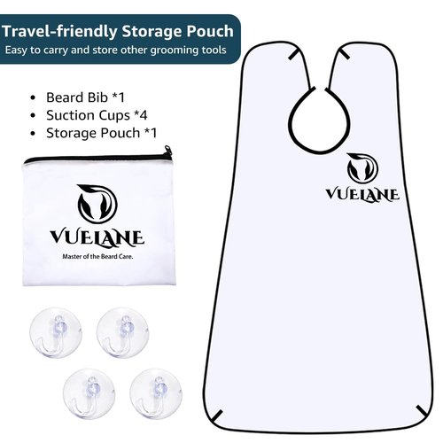 Beard Bib Beard Apron, Beard Bib Hair Catcher for Men Shaving, Non-Stick Beard Bib Apron for Men with Strong Suction Cups, Gifts for Men Husband, Grooming Kit for Men - White