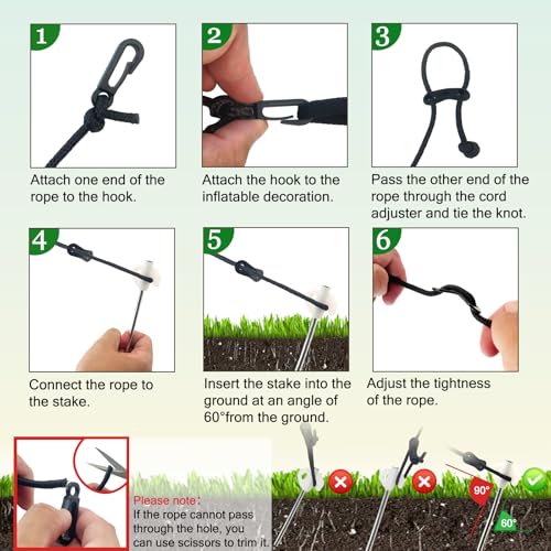 14-Piece Metal Inflatable Stakes Set with Tethers for Yard Decorations