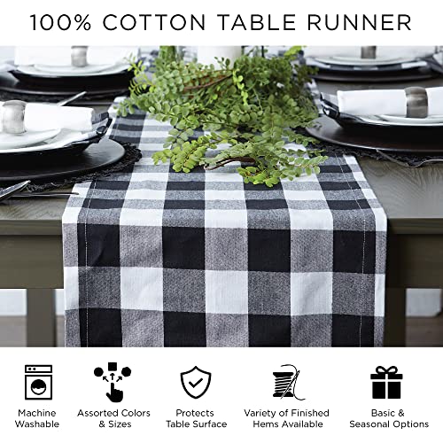 Halloween Harlequin Table Runner 14x108 Black Cream Cotton Table Decor