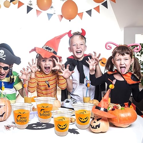 Halloween Party Cups - 50 Clear 12oz Plastic Disposable & Reusable Drinkware