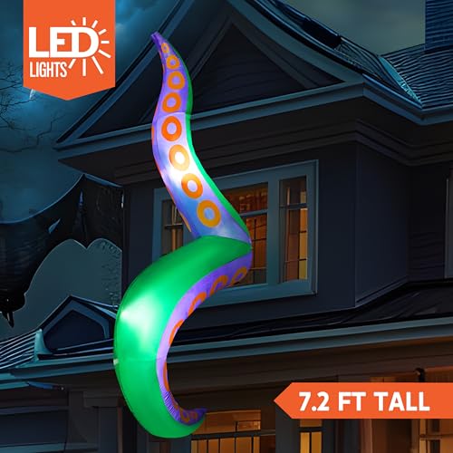 Halloween Inflatable Octopus Tentacle Decor with LED Lights for Yard & Window