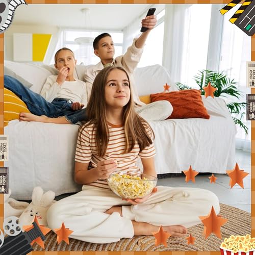 Orange Star Centerpieces Set of 70 for Party Birthday Halloween Thanksgiving Decorations - 3 Sizes