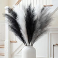Artificial Pampas Grass Decor Set - Black White Grey 38 Inches, 6 Pieces, Boho Home & Event Decor