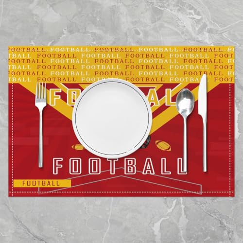 Feelyou Football Table Mats - Red & Yellow Placemats for Kitchen, Dining & Parties
