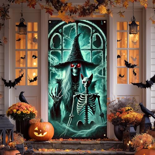 Halloween Moonlit Skeleton Pair Door Cover Decorations - Variation: Halloween Skeleton Dance