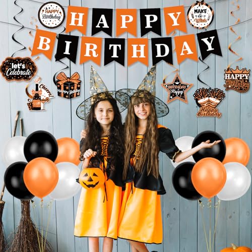 Orange Birthday Party Decorations Set with Banner Balloons & Centerpieces