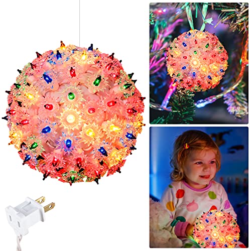 Outdoor Christmas Lighted Sphere Balls with Replaceable Bulbs - 6 Inch RGB Starlight Globe - Orange Red Variation