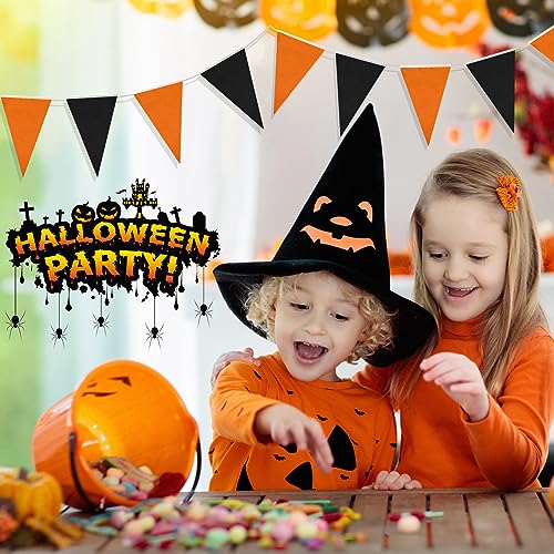 Halloween Pennant Banner Flags - Orange & Black 10 Pcs, 32.8ft Long, Party Decorations