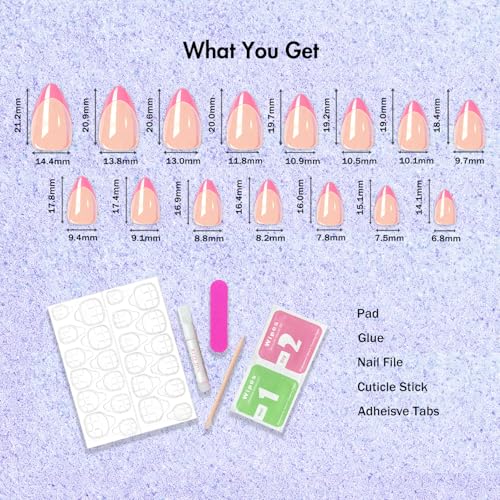 Black French Tip Press On Nails Short Almond Chrome Sparkle Set - Reusable 30 Pcs
