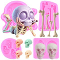 Halloween Skeleton Skull Bone Silicone Mold Set of 4 - Cake and Craft Decorations G