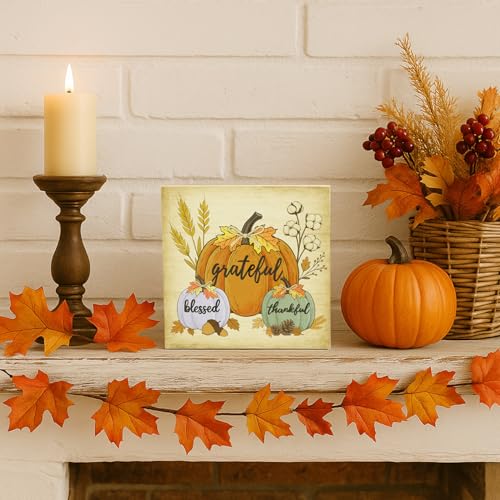 Reversible Wooden Fall Decor Pumpkin Halloween Thanksgiving Sign
