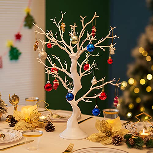 White Fake Tree for Table Centerpiece - 1ft 11in Artificial Tree