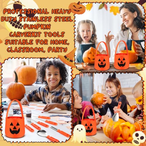 Halloween Pumpkin Carving Kit 80 Vivid Style Set with Templates & Tote Bag - 76 Pieces