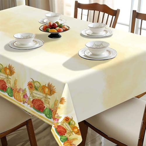 Childom 3 Pack Thanksgiving Plastic Tablecloths 54x108 Inch - Fall Harvest Decor