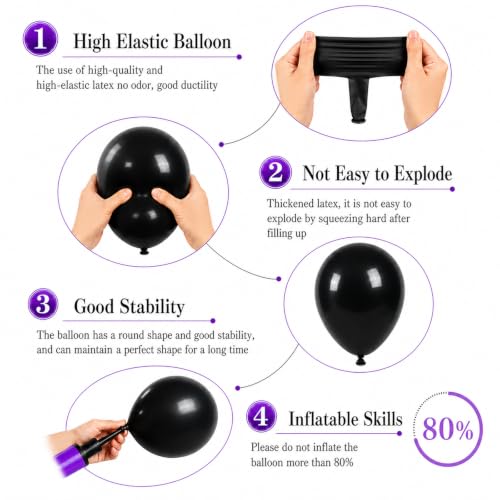 Pearclack-100 Black Latex Balloons 12 Inch Party Decorations – Bulk Set