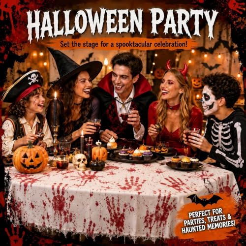 Halloween Bloody Tablecloth 84.6 x 108.3 Inch Spooky Horror Decor Cover