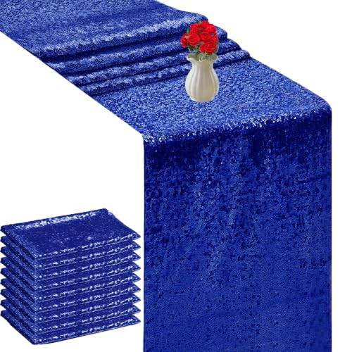Royal Blue Sequin Table Runners 72 Inches Long - 10 Pack for Weddings & Parties