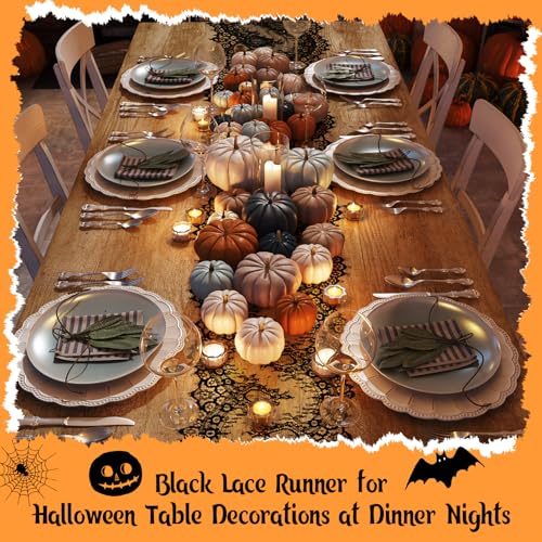 Elegant Black Lace Table Runner 11 x 120 Inch for Wedding Party Decor
