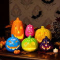 Halloween Pumpkin Lantern Set LED Lights - Multicolor, 6 Sizes - Safe & Shatterproof