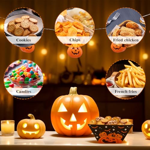 Halloween Disposable Paper Serving Trays 24 Pcs - Orange Purple Black, 3 Designs