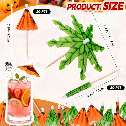 Halloween Cocktail Drink Accessories Set with Umbrella & Skewers - 160 Pcs