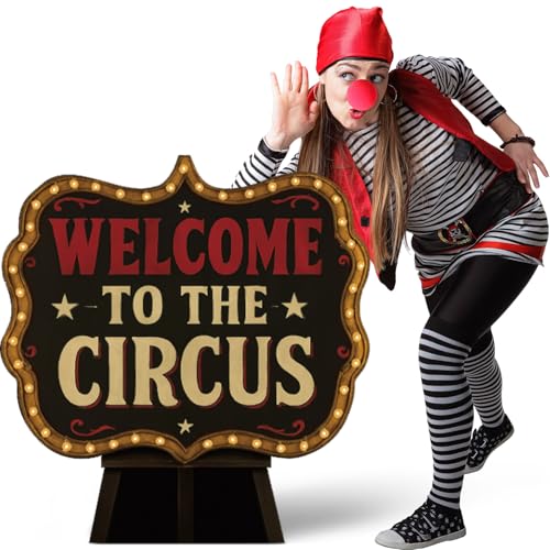 4 Ft Welcome to The Circus Cardboard Standee - Circus Party Decoration with Setup Kit