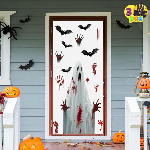 Halloween Ghost & Bat Window Stickers - Large Horror Window Clings H-w4 - DIY Home & Party Decor