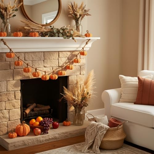 12 Pcs Fall Knit Pumpkins - Orange Thanksgiving Decor, 2 Inch Set