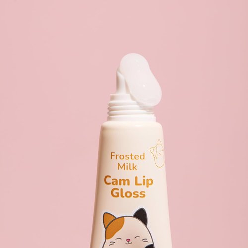 TONYMOLY Cam the Cat Keychain Lip Gloss - Hydrating Frosted Milk Sheer Tint with Coconut Oil | Travel-Friendly 11ml