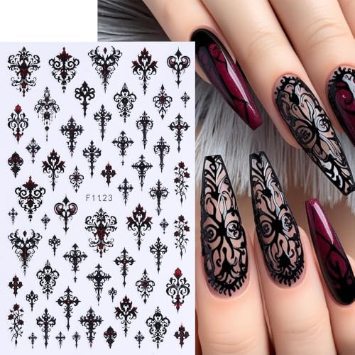 Halloween Black Gothic Nail Stickers - 7 Sheets Self-Adhesive Nail Decals