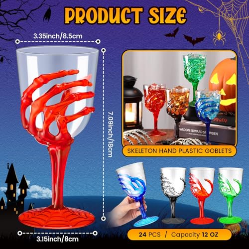 Halloween Skeleton Hand Goblets - 24 Plastic Cups for Parties & Decorations