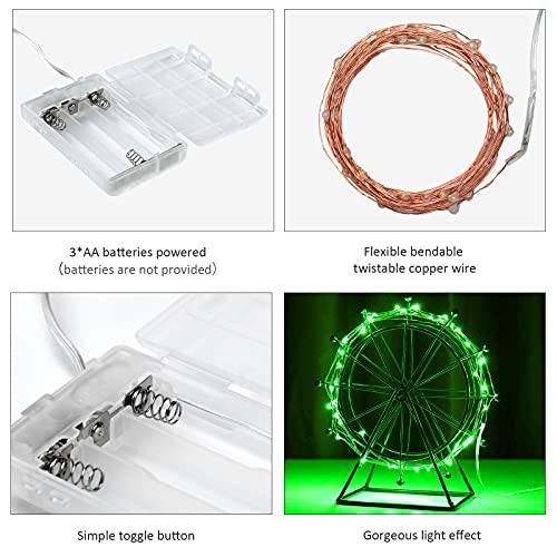 Battery Operated Fairy Lights 16 Pack - Green Copper Wire Starry String Lights for Bedroom Xmas Parties