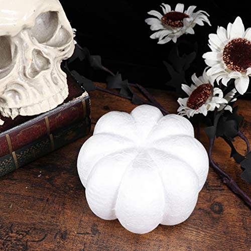 Artificial White Pumpkins for DIY Crafts Halloween Fall Decoration 5.11 Inch - 2 Pack
