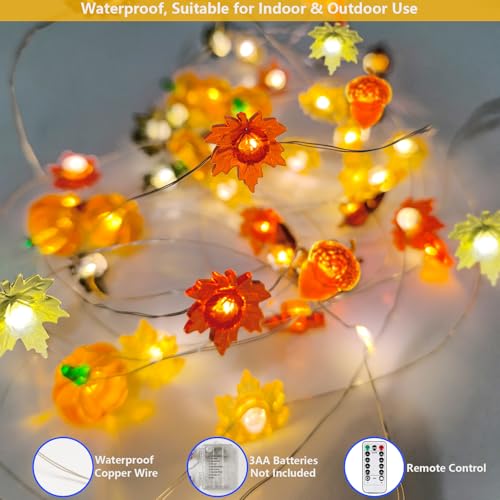 Fall String Lights with 50 LEDs, Battery Operated Halloween & Thanksgiving Decor
