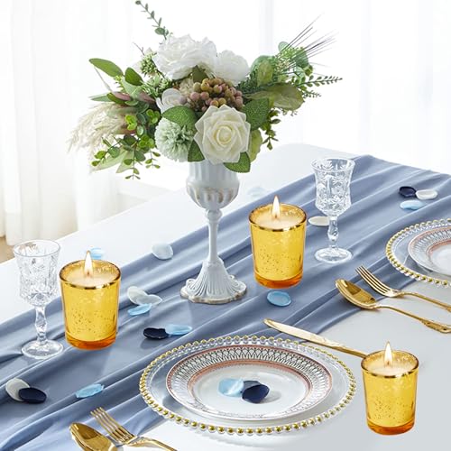 Gold Speckled Mercury Glass Votive Candles - Unscented 24PCS for Wedding & Party Decor