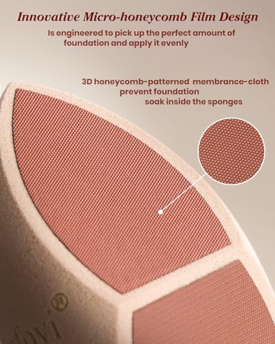 Earth Tone Brown Honeycomb Makeup Sponges Set - Reduce Foundation Waste, No Pre-Wet Needed, Soft & Reusable