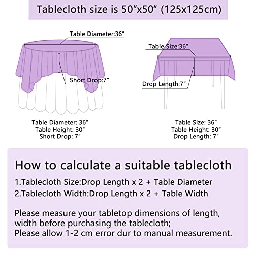 Purple Sequin Tablecloth 50x50 Inch Square Glitter Table Cover for Events & Parties