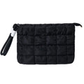lllyan Puffy Quilted Makeup Bag Cosmetic Bag Equipped with a Detachable Handle Cute Zipper Pouch for Storage Clutch for Women(Black)