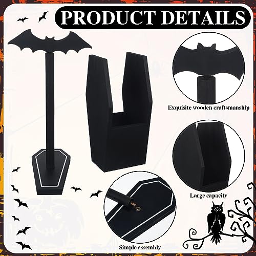 Gothic Bat Paper Towel Holder Black Wood Kitchen Decor