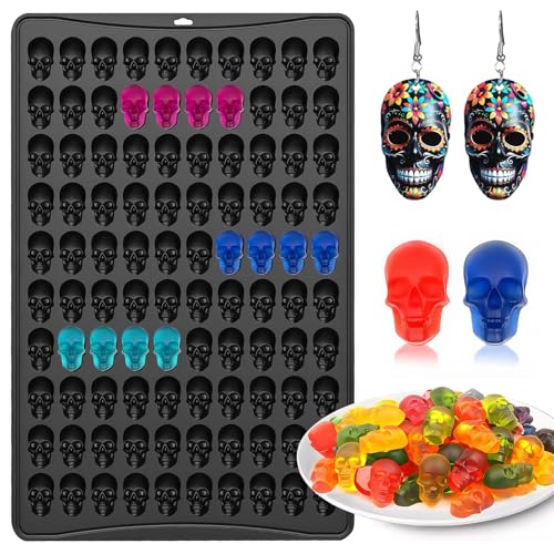Mini Skull Silicone Mold - Black Halloween Skull Candy & Chocolate Mold, 100 Cavities