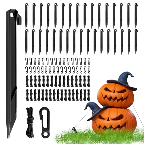 34-Piece Inflatable Stakes and Tethers Set for Halloween & Holiday Decorations
