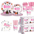 Pink Little Boo Halloween Baby Shower Party Plates & Decor Set - Girl